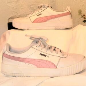 Puma Carina Wmn's Sz 9 (7.5 men’s) White/Pink Casual Shoes